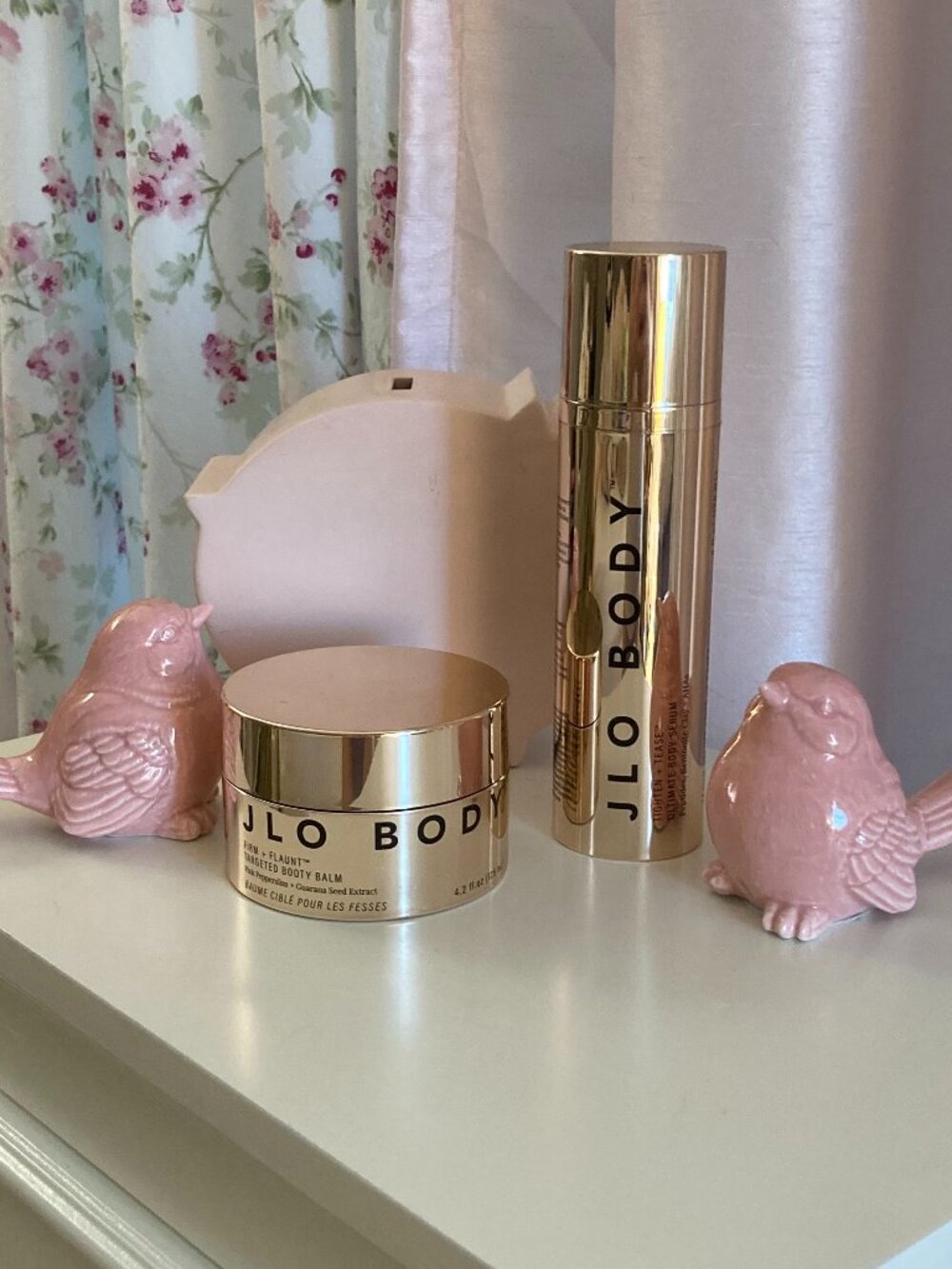 JLo Body shiny gold booty balm 4.2oz and tighten + tease serum 4oz EMPTIES